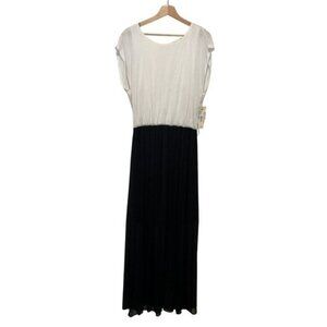NWT ALICE + OLIVIA Black & White Colorblock Maxi Dress With Open Back Detail Lar